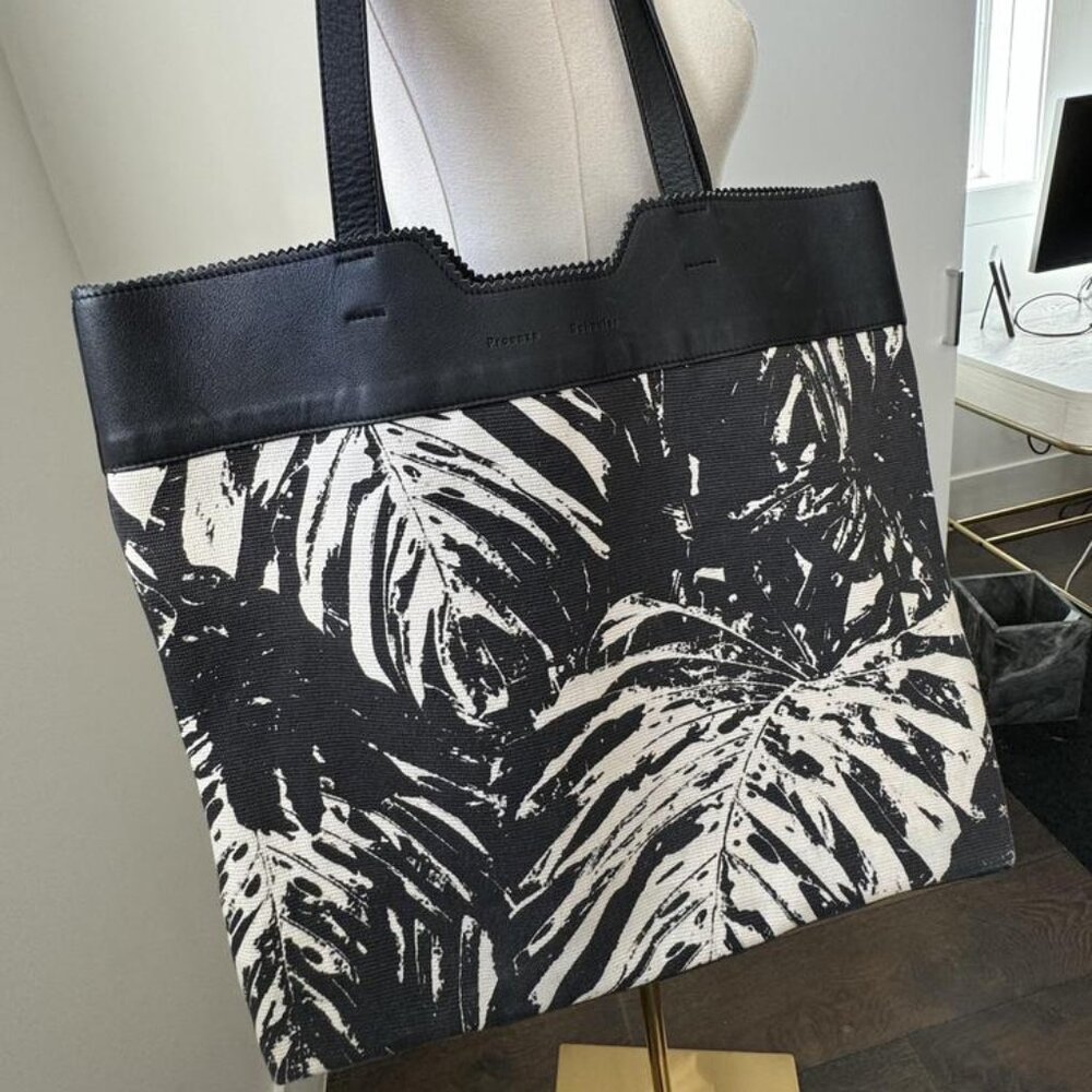 Proenza Schouler Black and White Tropical Tote Bag